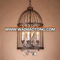 American country vintage birdcage crystal chandeliers for clothing store restaurant villa staircase lighting