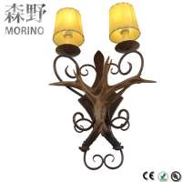 Wholesale vintage resin antlers modern hotel wall lamp with E14 edison bulb wall lamp hotel headboard